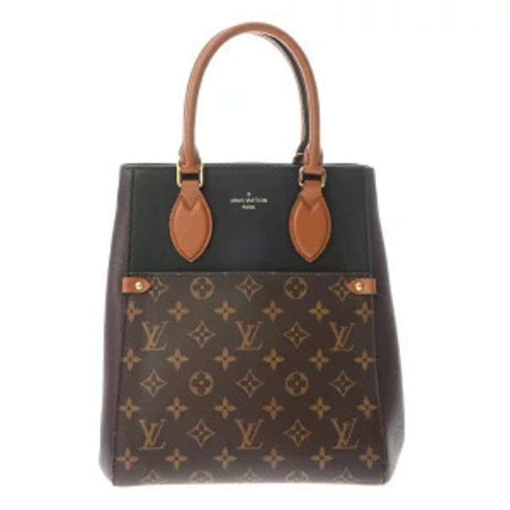Louis Vuitton Monogram Fold Tote Noir Black Wine Cream Leather Handbag